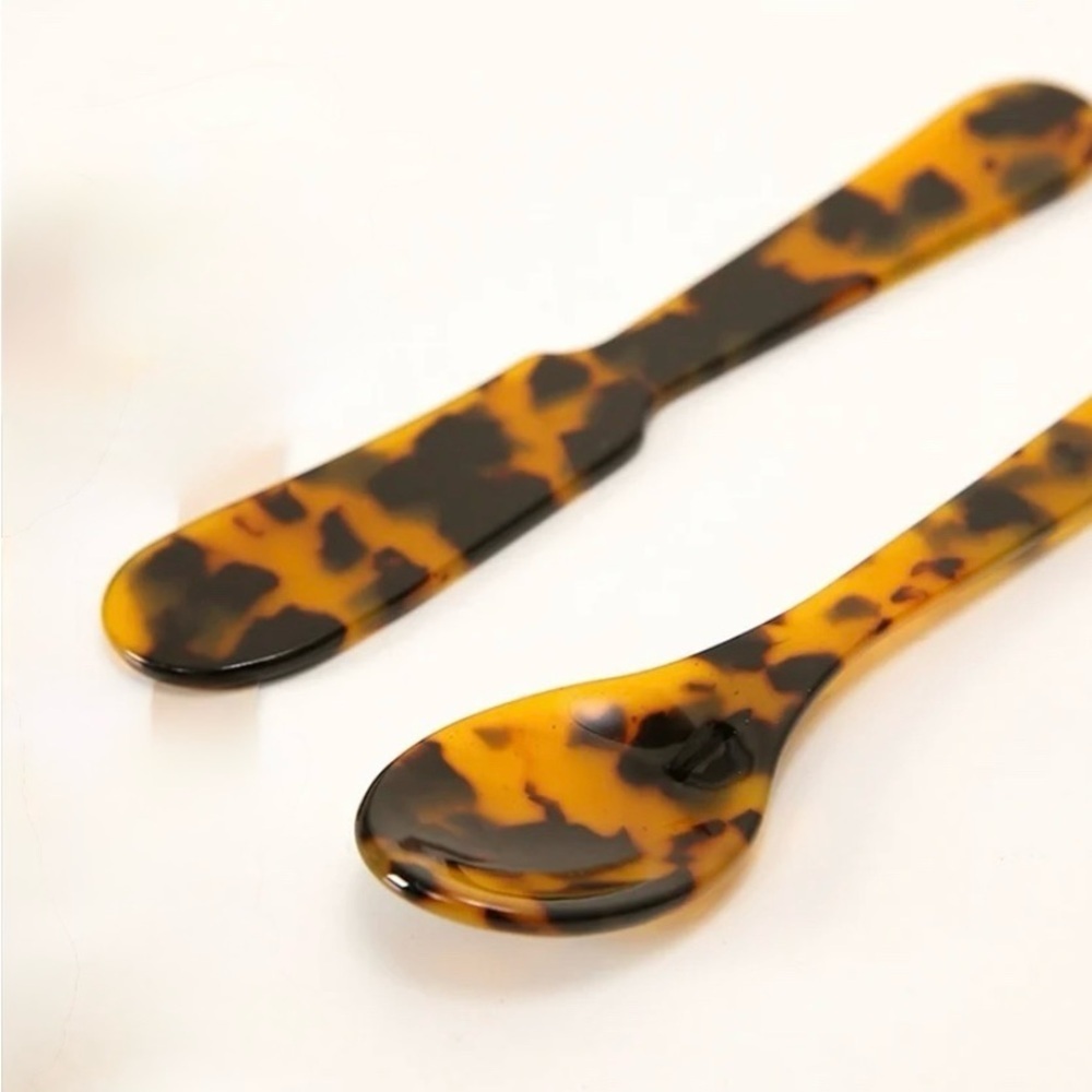 NEW Acrylic Tortoise Shell Spoon & Spreader Set – Modern Entertaining Elegance